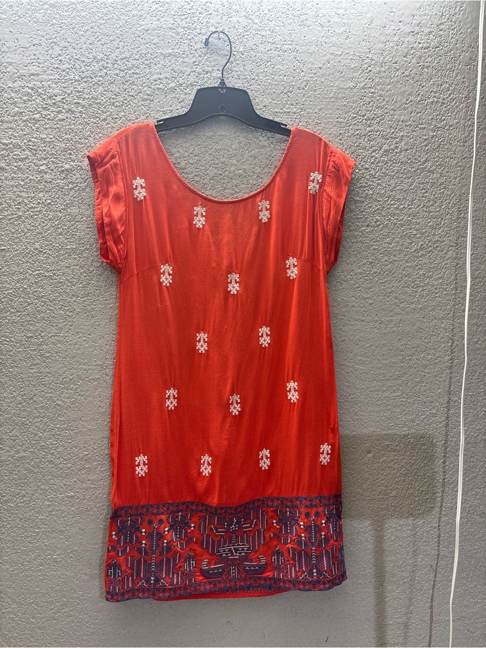THML Red Mini Dress with Embroidered Hem